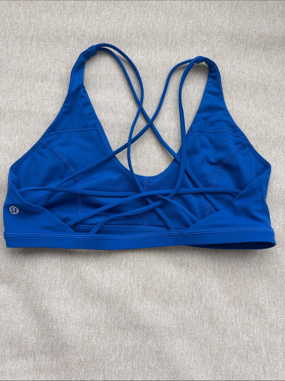 Lululemon strappy back Cerulean blue sports bra - Picture 2 of 4